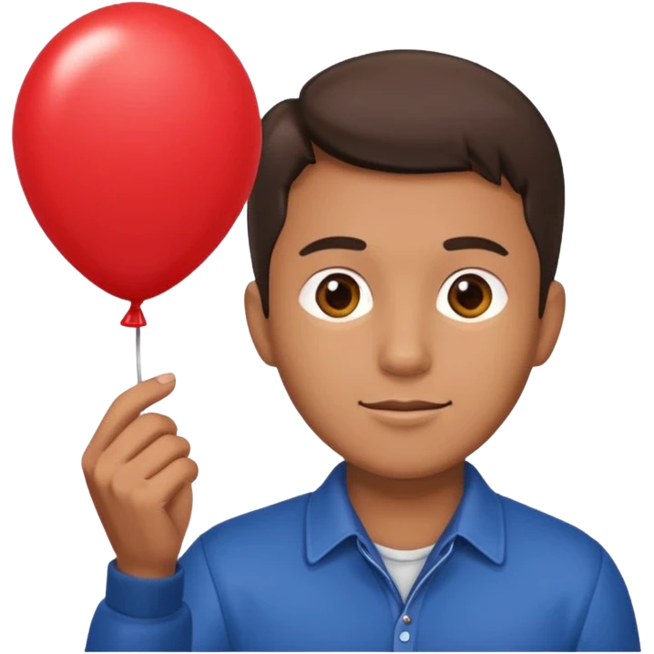 Man holding red balloon emoji