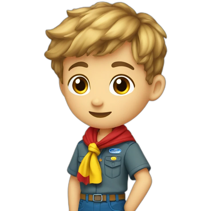 Scout boy with a RED ans YELLOW knotted scarf ans à blue scout shirt emoji