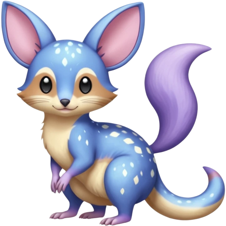 Nebula Celestial Lunar Starry Galactical Stellar Buizel-Minccino-Purrloin-Cresselia-Numbat-Bilby-Quoll-Meowstic-hybrid-fusion-creature (full body) emoji