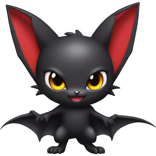 Cool Cute Edgy Dark Black Red Batty Chibi Noibat-Cat-Pokémon-Fakémon-hybrid emoji