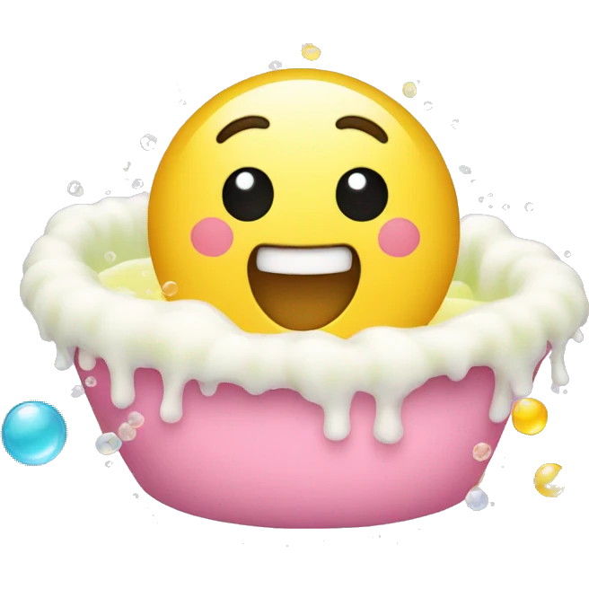 emoji covered in soap bubbles, taking a bath  emoji