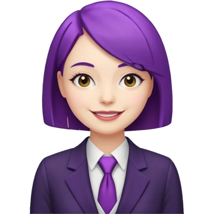 Office Lady with Purple Bob, black suit emoji