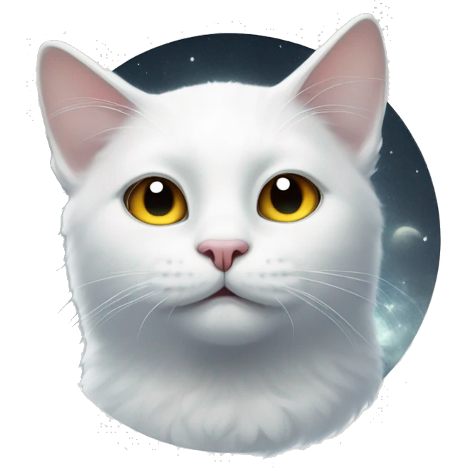 White cat and moon emoji