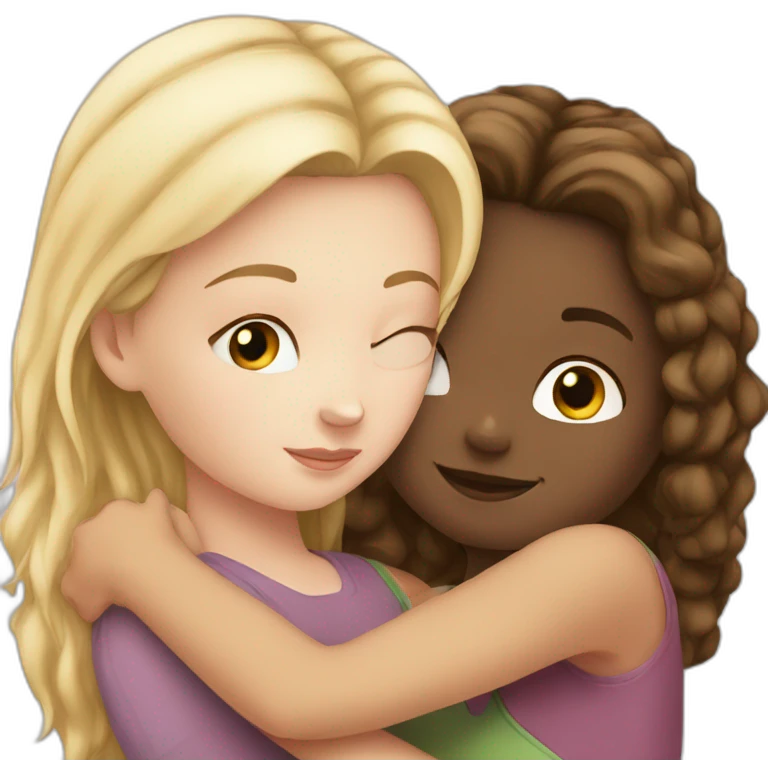 White Girl hugs white girl emoji