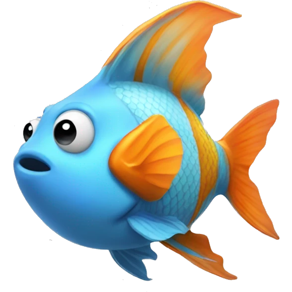 Goldfish snorkling with a butterfly catcher emoji