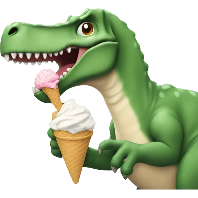 Dinosaur eating ice cream emoji