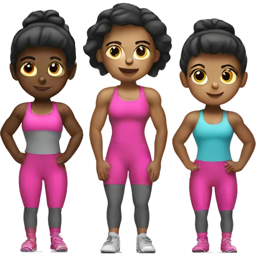 3 girls doing weighlifting emoji