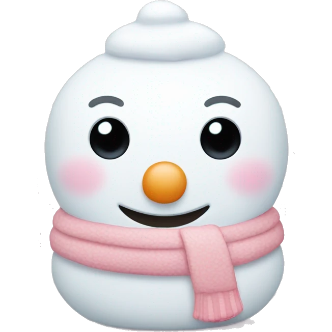 Cute white and light pink snowman emoji