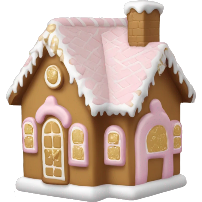 light pink and gold and white gingerbread house emoji