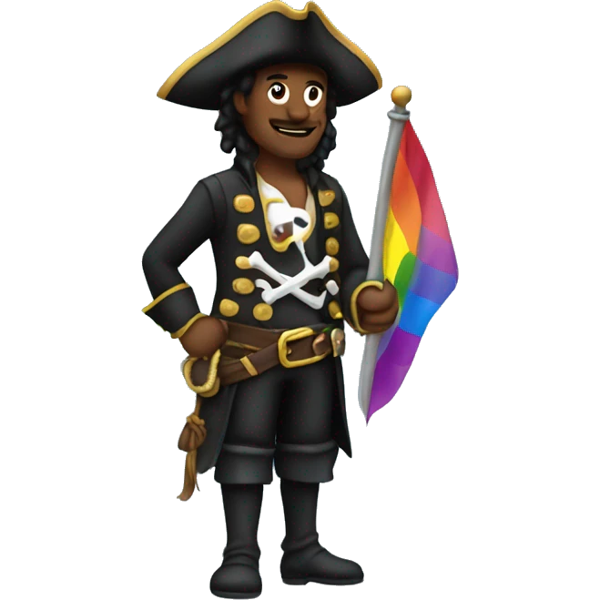 pirate holding a gay flag emoji