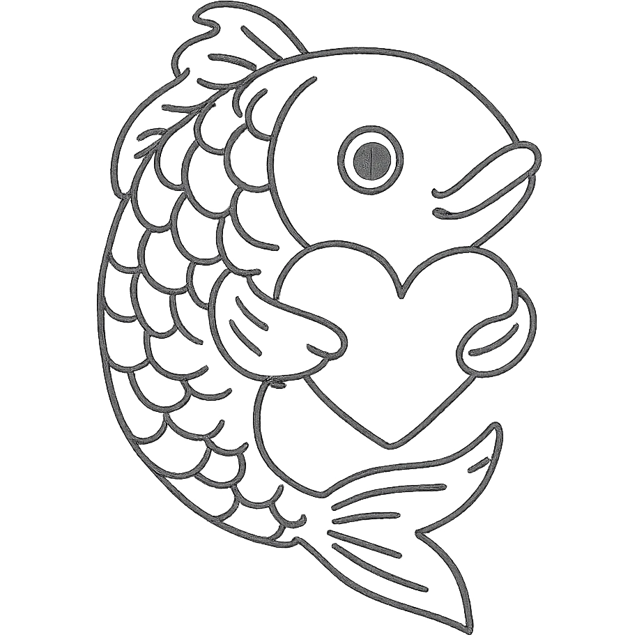 koi fish holding a heart emoji