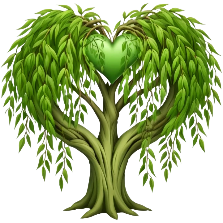 weeping willow tree hugging a heart emoji