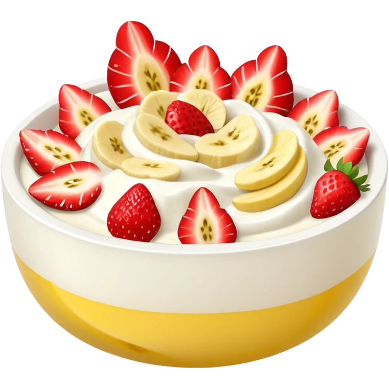 Yogurt bowl with strawberries and banana pieces emoji