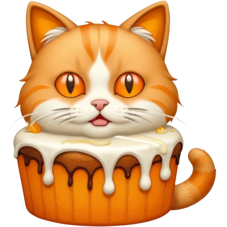 Cat vomiting because of eating cake emoji