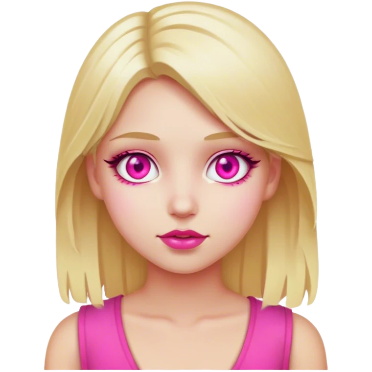 Girl with blonde hair and hot pink eyes emoji