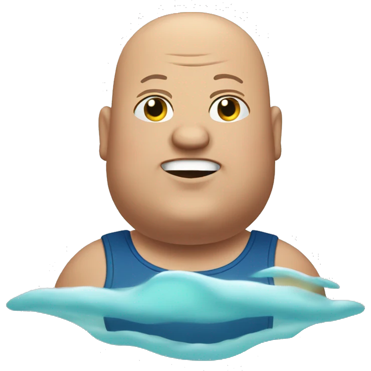 Fat bald guy swimming  emoji