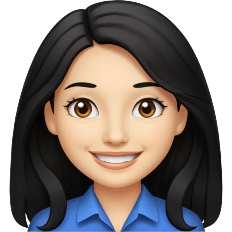 Professional woman with dimples, brown eyes, and long black hair emoji