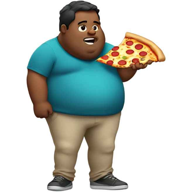 Overweight guy eating pizza emoji