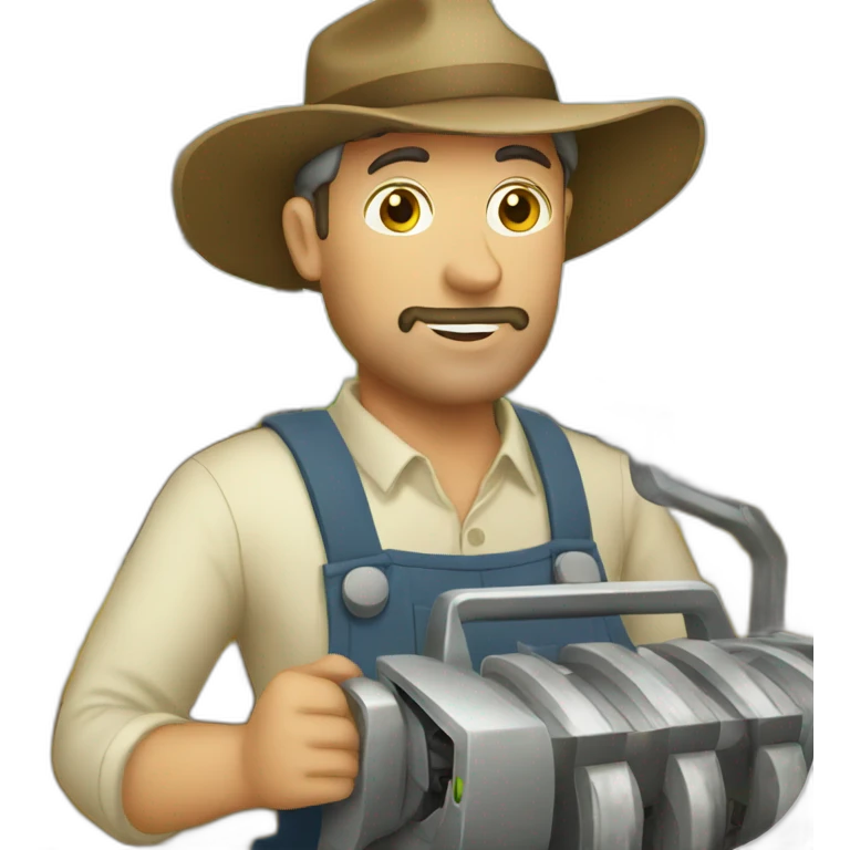 farmer with machine emoji