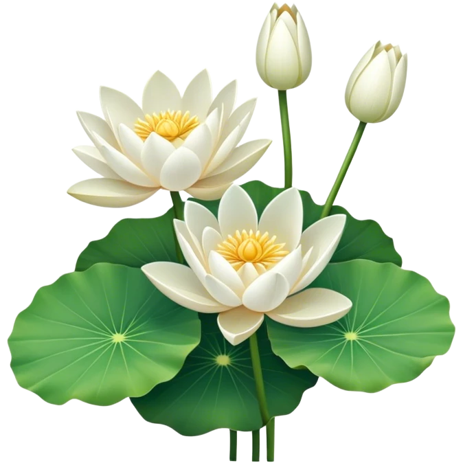 bouquet white Nymphaea lotus,stem, Nymphaea Lotus leaf emoji