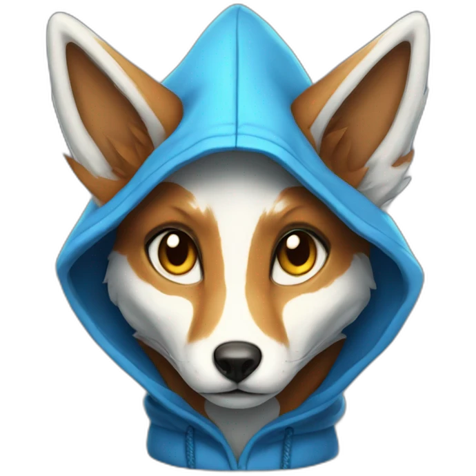 blue hooded kitsune emoji