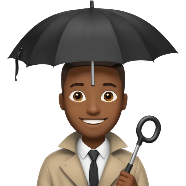 HOLDİNG UMBRELLA BLACK MAN emoji