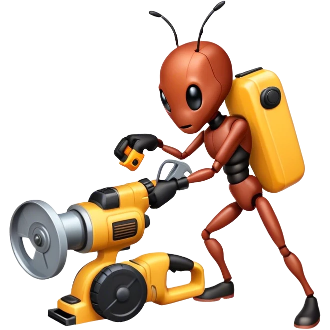 ant working with power tools emoji
