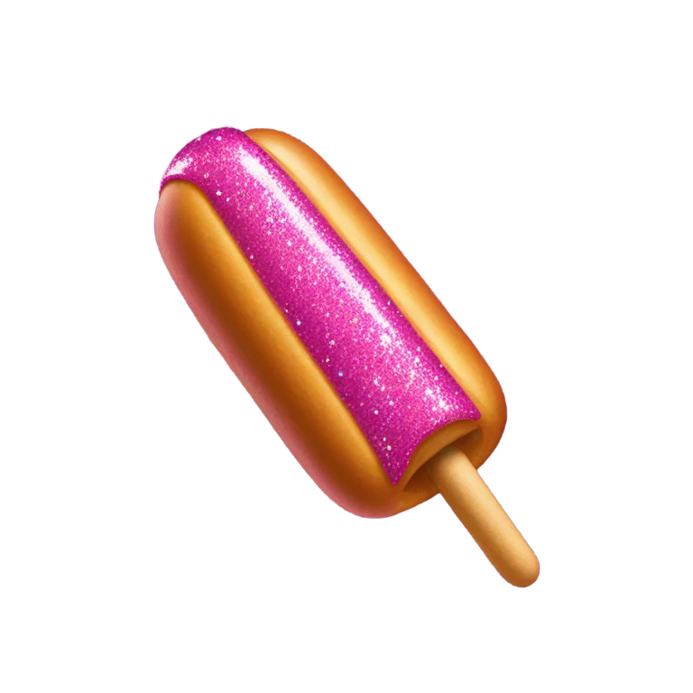 Pink corn dog with glitter  emoji