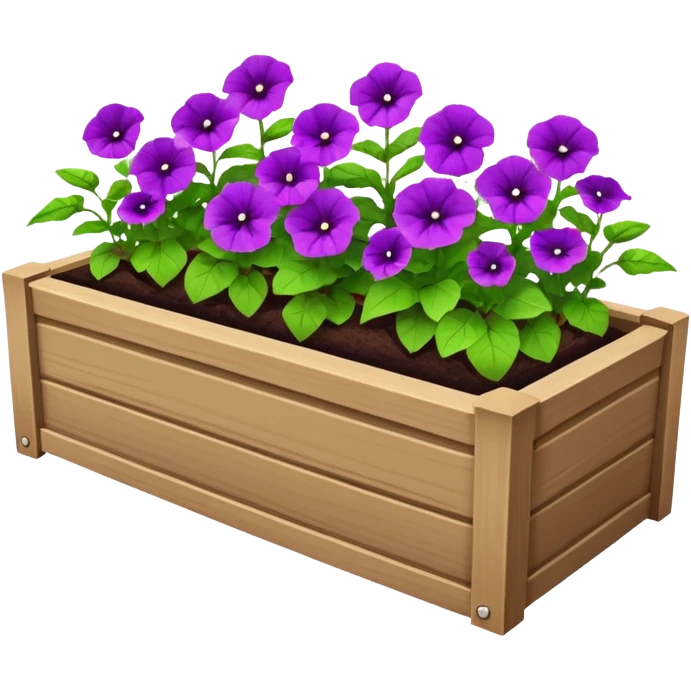 minimal flower bed in a rectangular wooden planter emoji