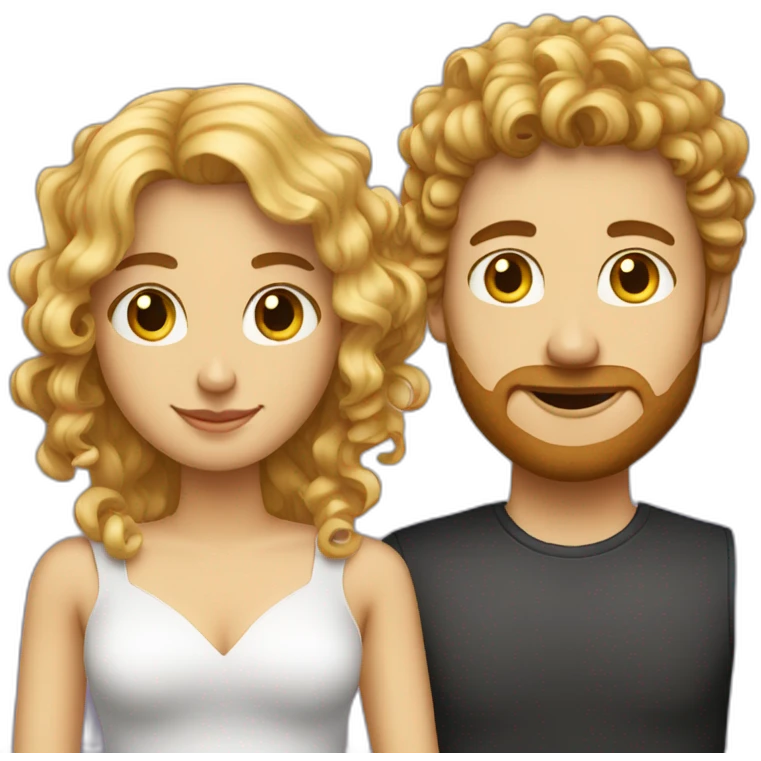 a couple of a blond curly girl with marronhaired man emoji