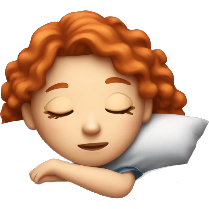 A red-haired girl sleeping on the bed  emoji
