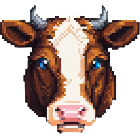 maximum blocky ultra-abstract pixel art Minecraft cow emoji with only 2-4 large square pixels emoji
