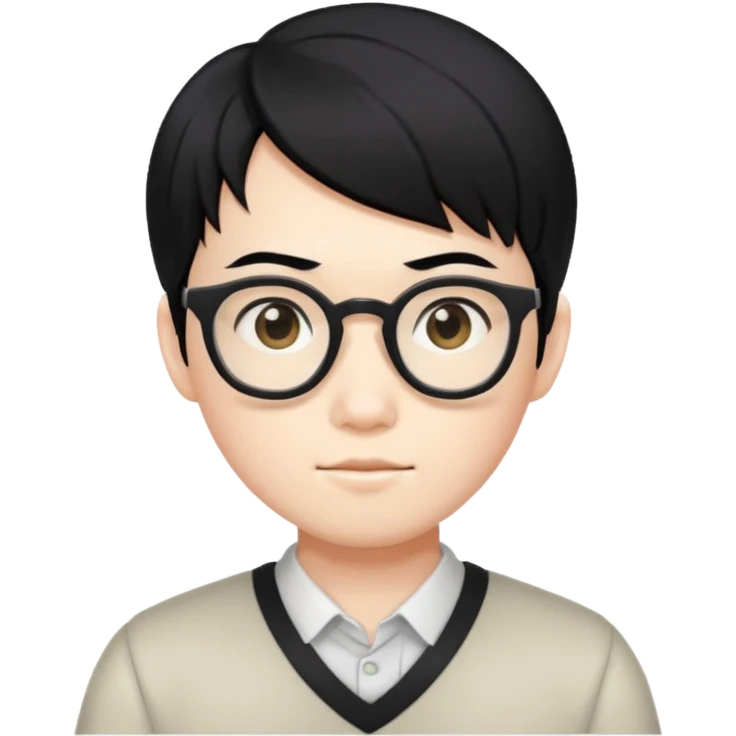 asian nerd with black hair  emoji