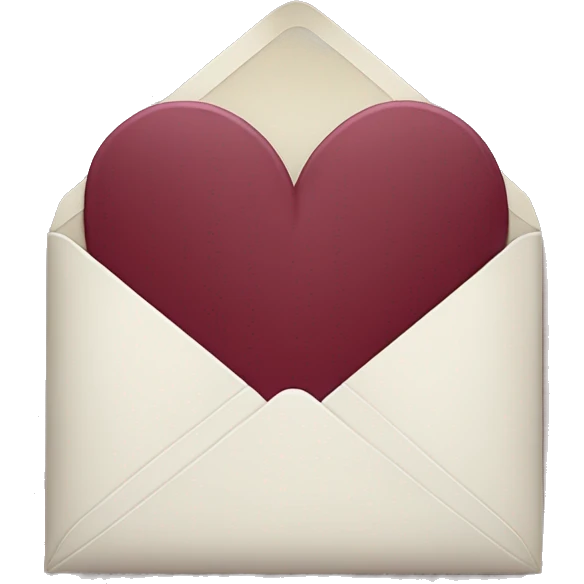 burgundy closed envelope with white heart stamp emoji