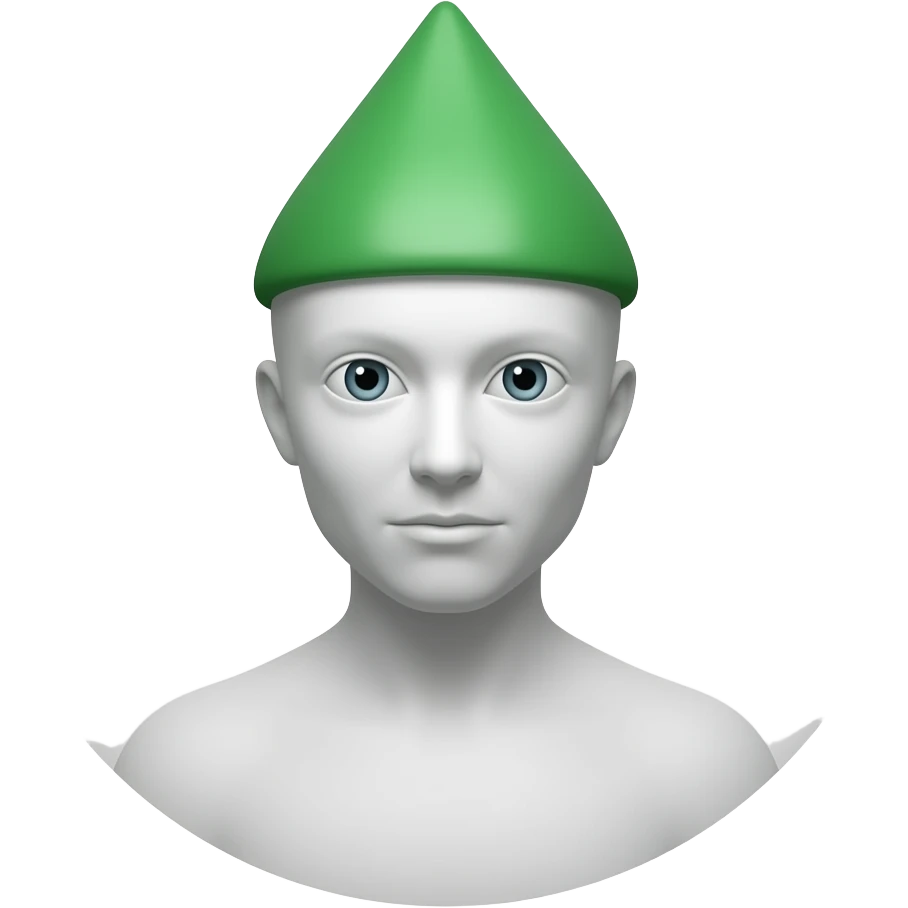 White spectral figure with a green pointy hat emoji