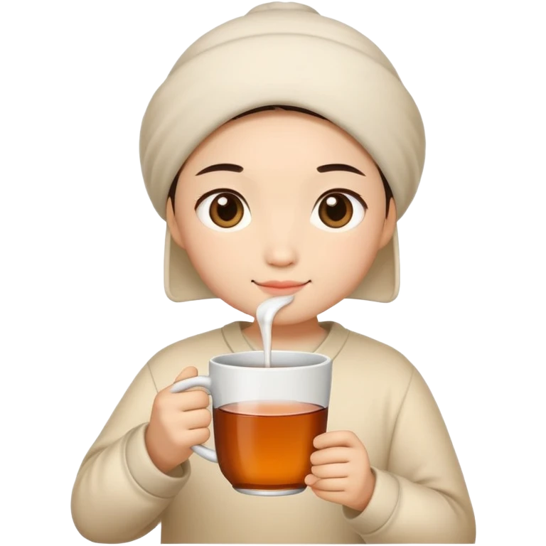 cute bao drinking cup of tea in hand emoji
