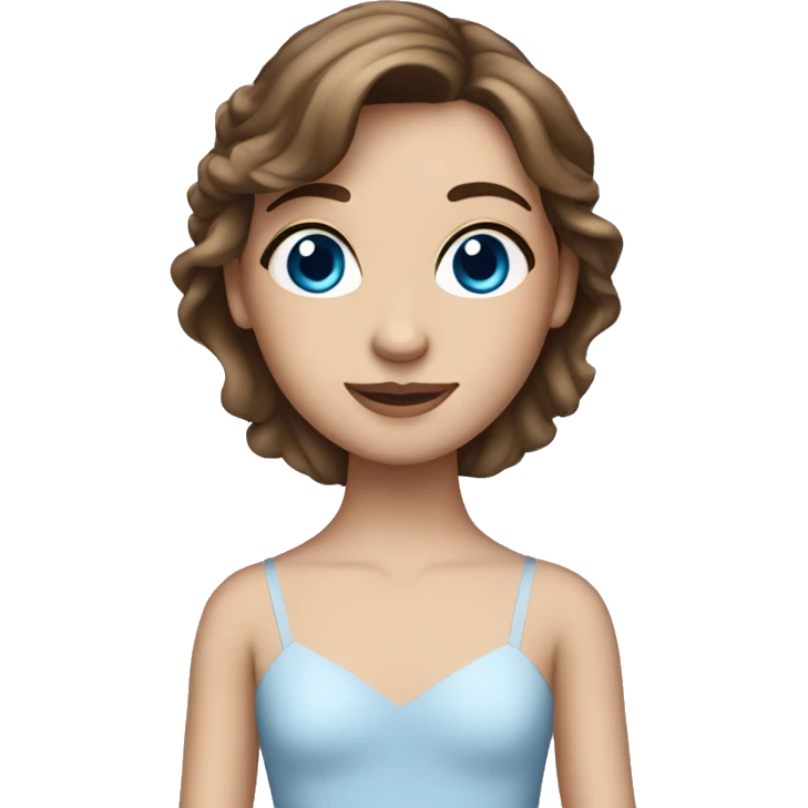 Ballerina with brown hair and blue eyes emoji