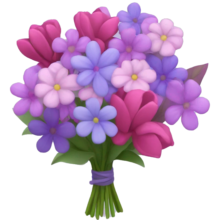 Flower bouquet with pink, fuchsia, lilac and purple flowers emoji