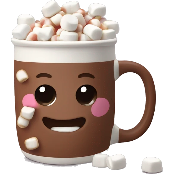 Cute Mug of hot chocolate with mini marshmallows emoji