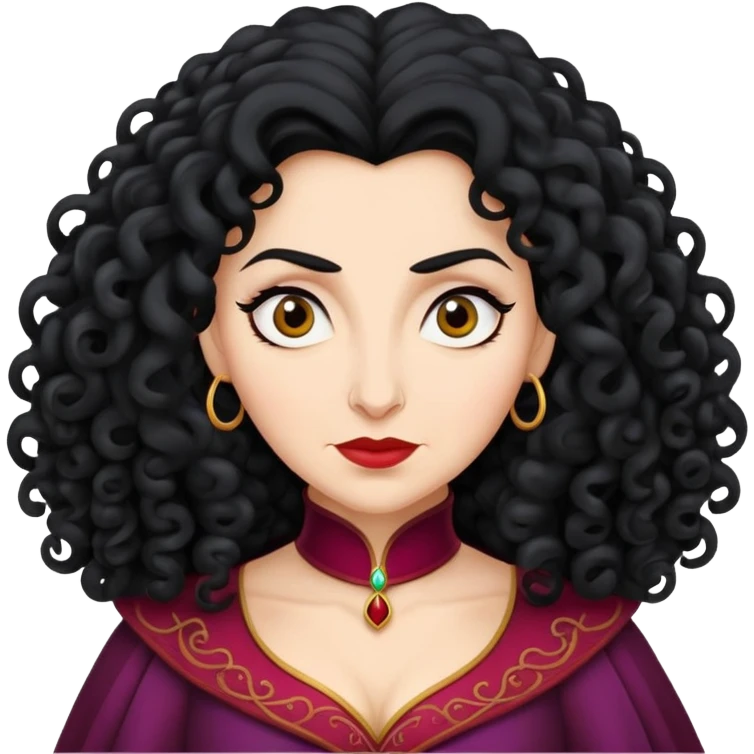 Mother Gothel villain with curly black hair emoji