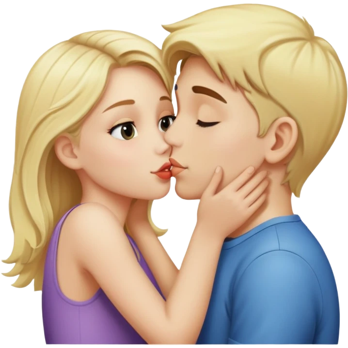 Blonde girl kissing boy emoji