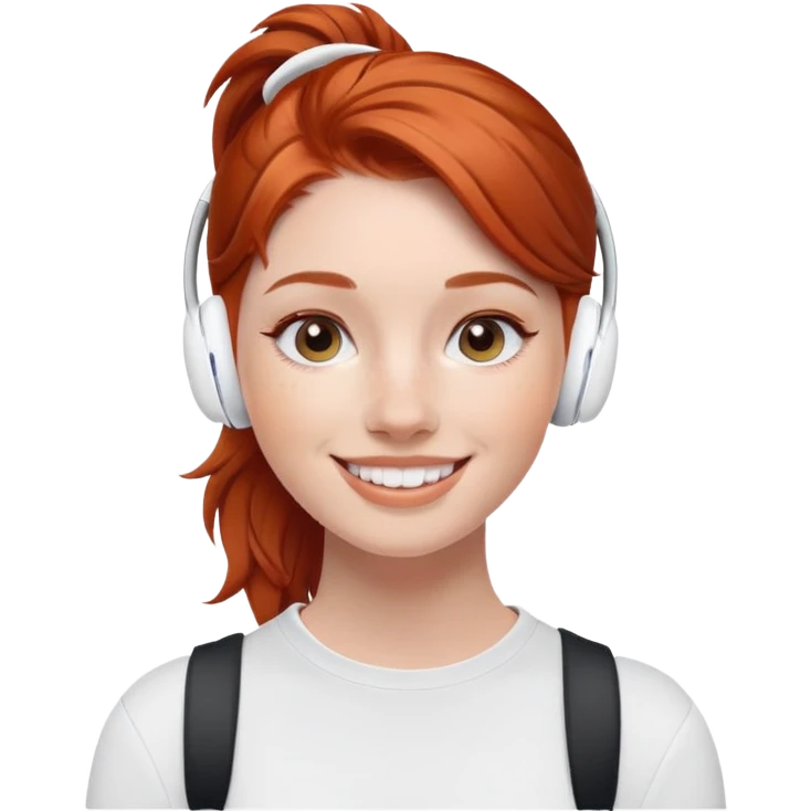 Sport redhead girl wearing airpods pro emoji