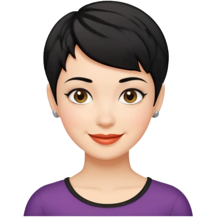 mujer pelo negro pixie cut emoji