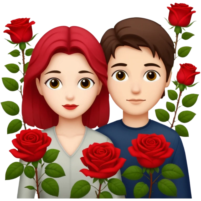 Kai and Gerda by the rose bush emoji