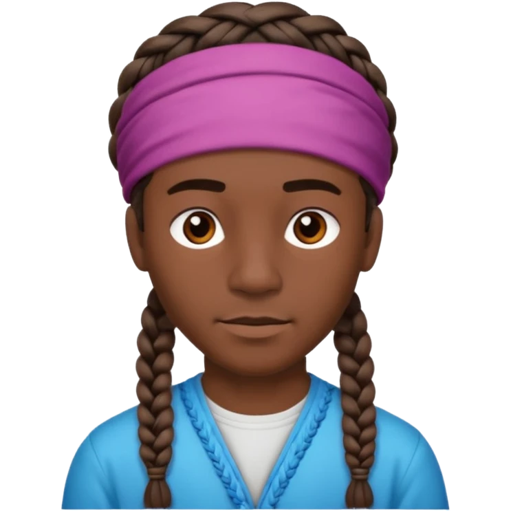 big lose braided man face wiith big visible braids and headband on head emoji
