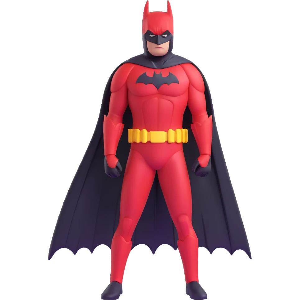 Batman wearing a red suit emoji