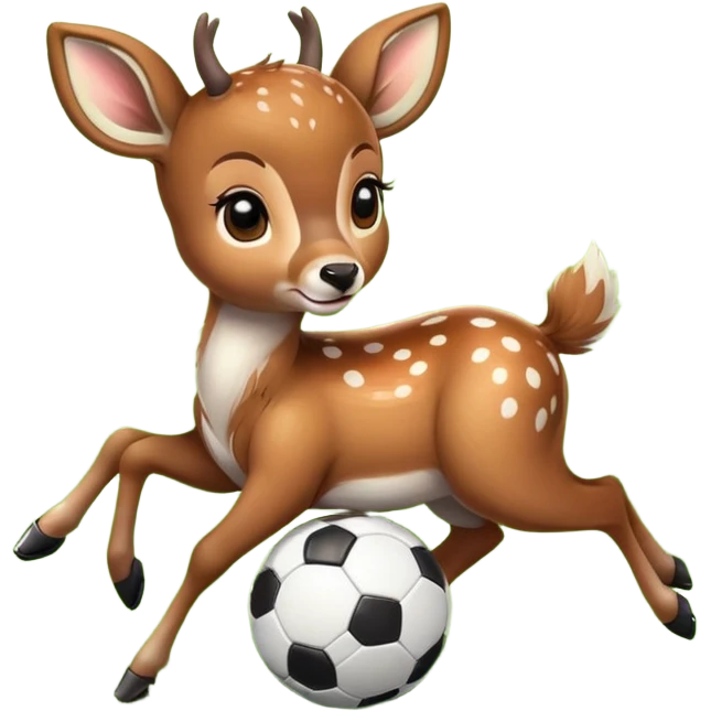 Baby deer playing soccer emoji