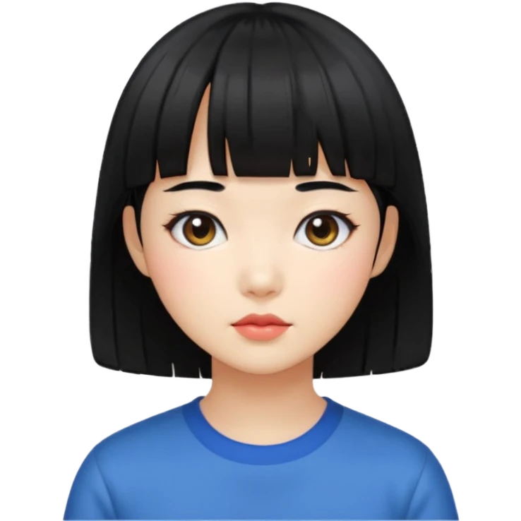 Short hair black bang Korean girl emoji