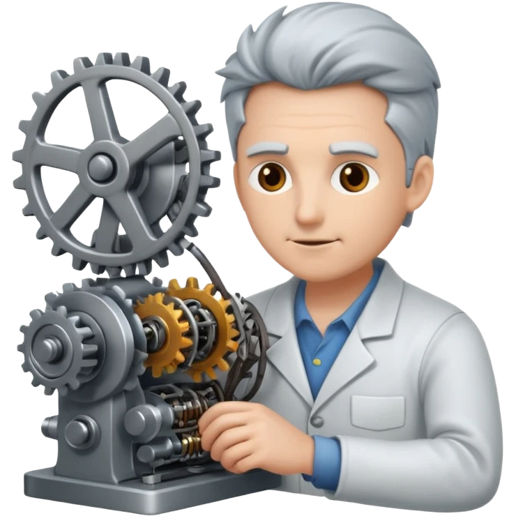 inventor creating a machine emoji