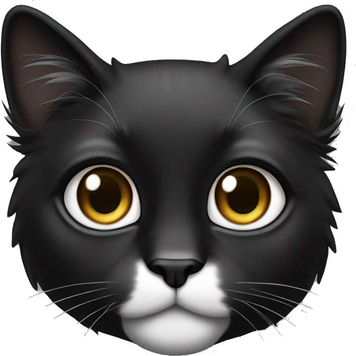 black long hair cat with black and white muzzle emoji